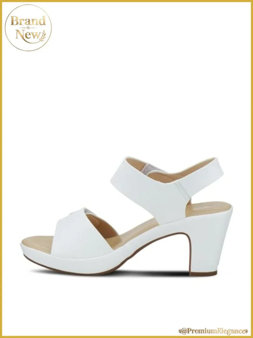 Platform Sandals with Gold Button and Hook Loop Closure